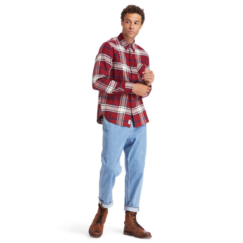 Timberland Mens Shirts Back River Heavy Flannel Check - Red/White - India WF8143207